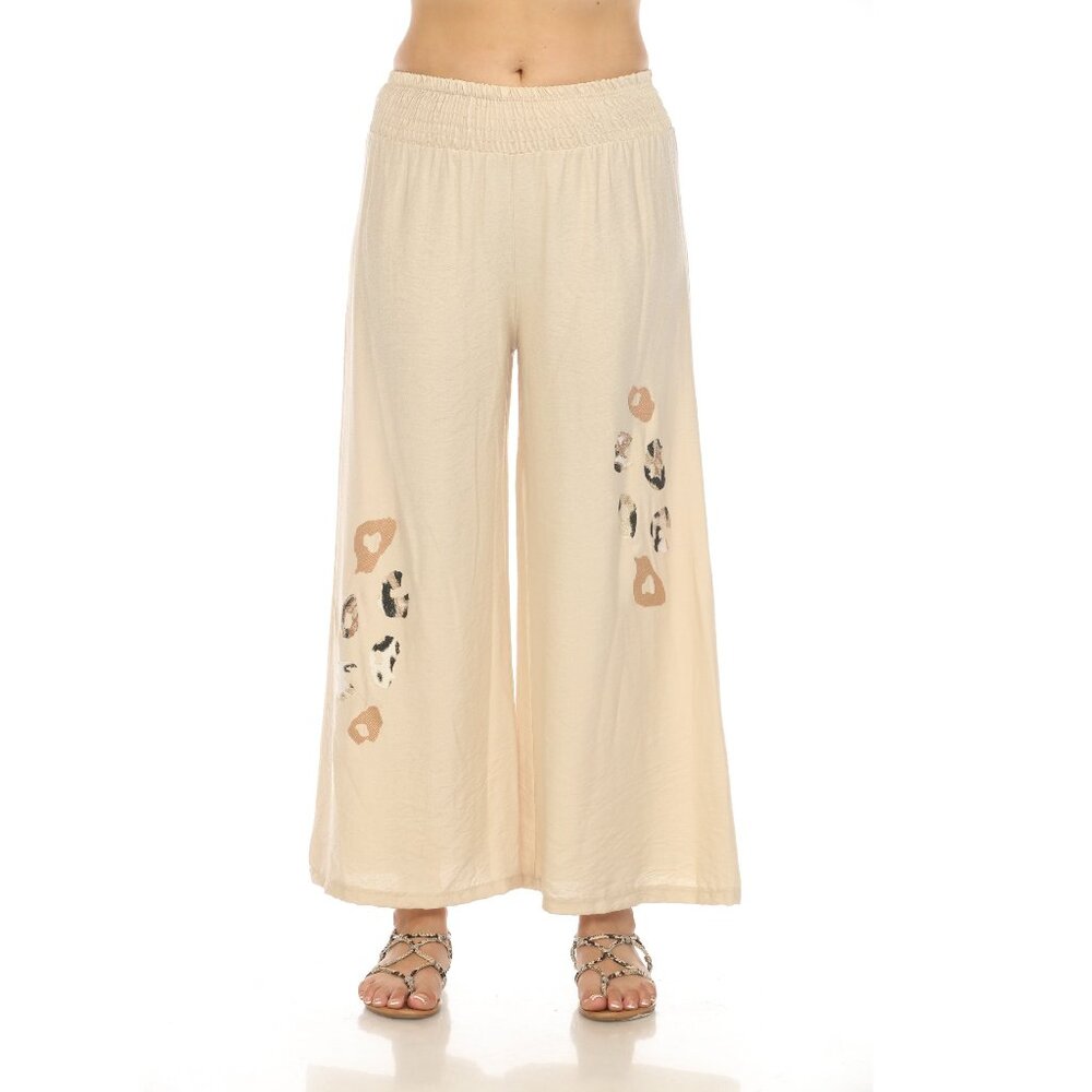 Wide Leg Elastic Pant with Animal Print